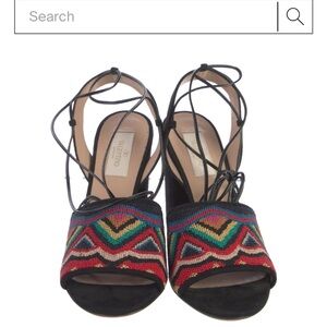 Valentino Vibrant Red and Blue Chevron Sandals